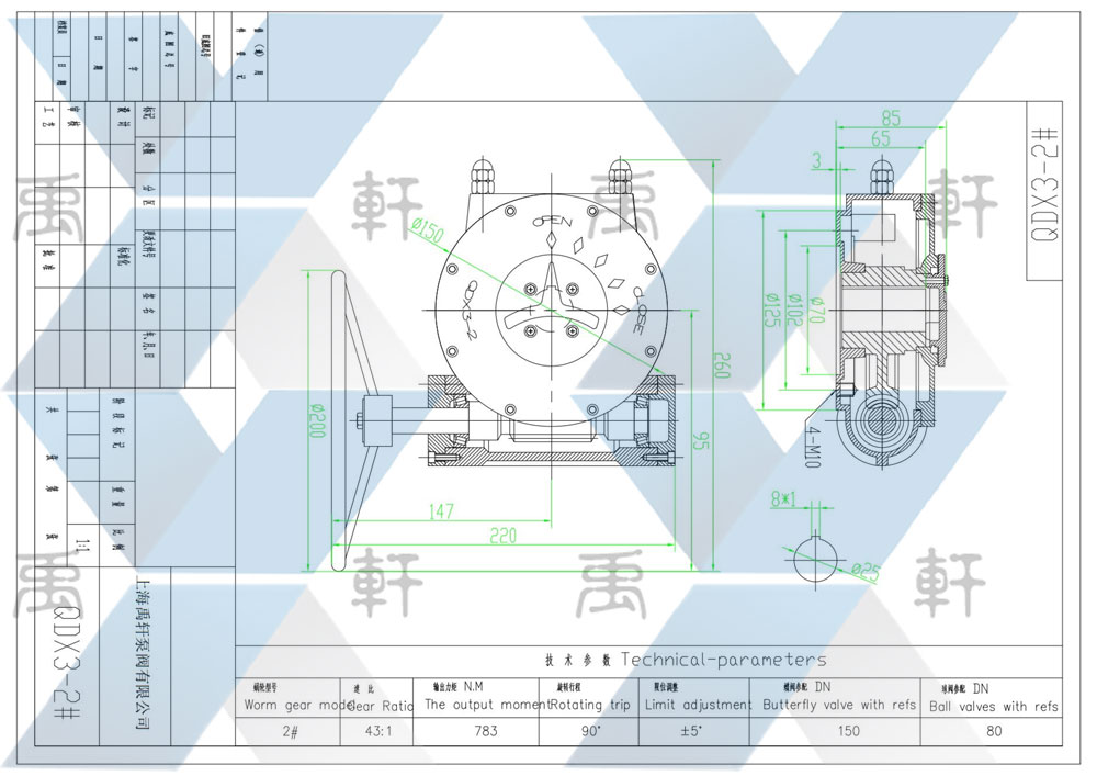 QDX3-2香蕉视频日本纸（蜗轮头）技术参数与CAD图纸(图1)