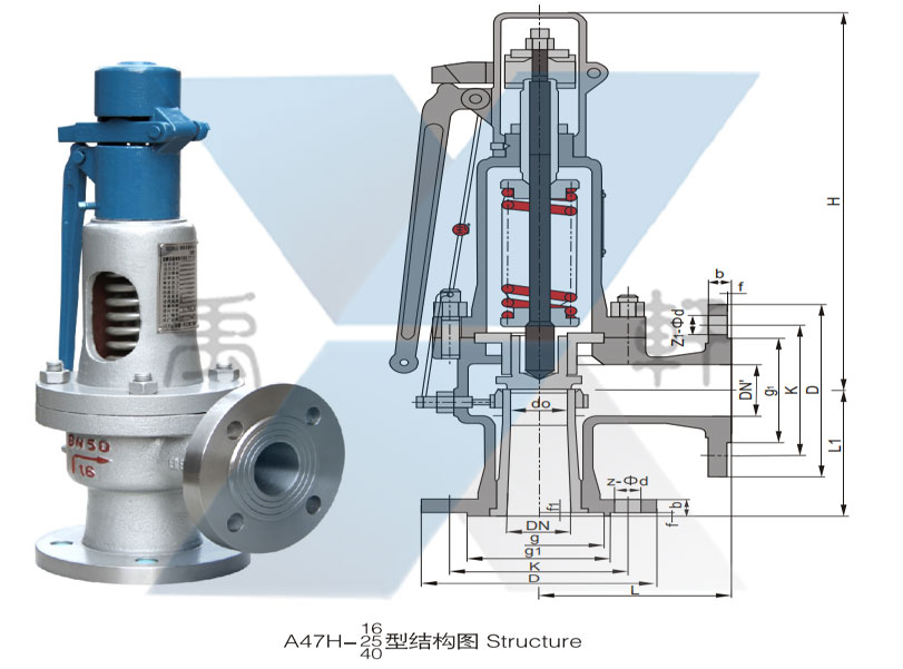 A47H-16C-DN50带板手弹簧式安全阀(图1)